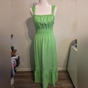 Loft Lime-Green Linen Sleeveless Maxi Dress